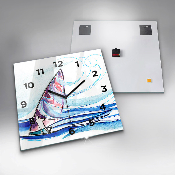 Square wall clock Surfboard