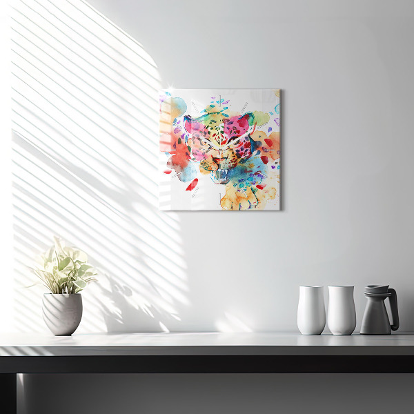 Square wall clock Abstract wild cat
