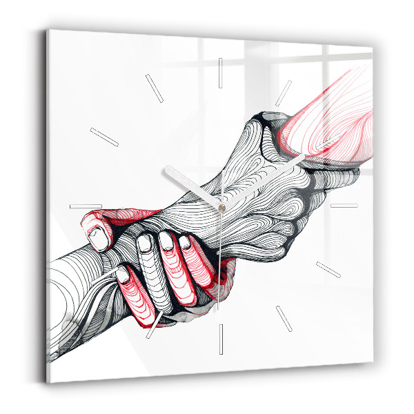 Square wall clock Holding hands