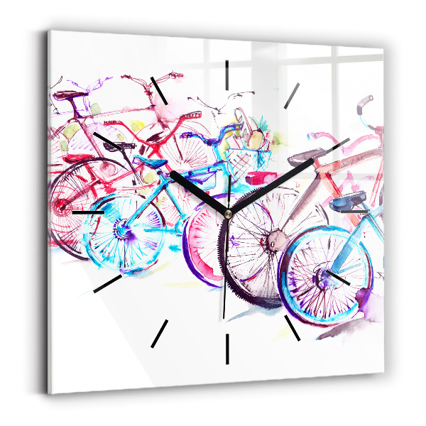 Square wall clock Colorful city bikes