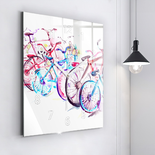 Square wall clock Colorful city bikes