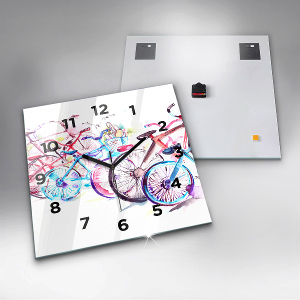 Square wall clock Colorful city bikes