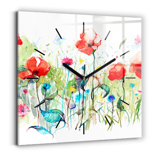 Square wall clock Flowers in the meadow