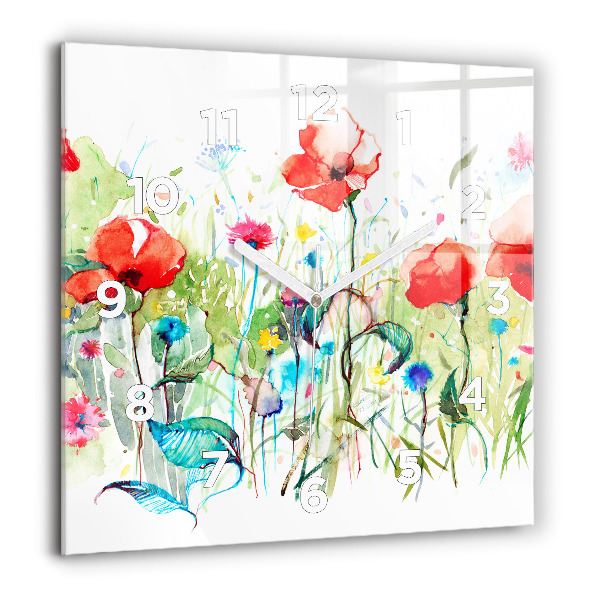 Square wall clock Flowers in the meadow