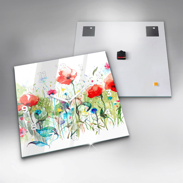 Square wall clock Flowers in the meadow