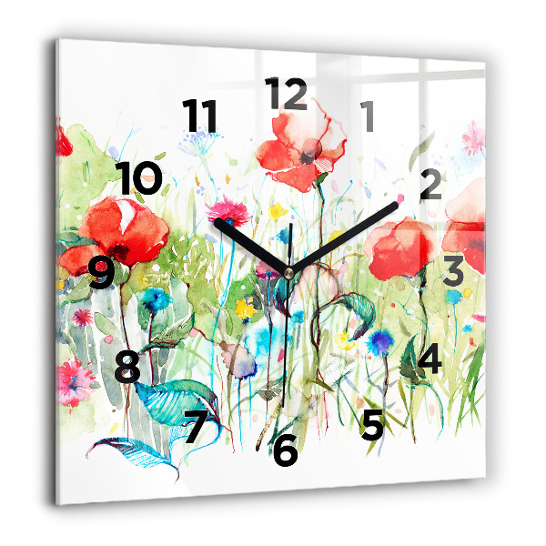 Square wall clock Flowers in the meadow