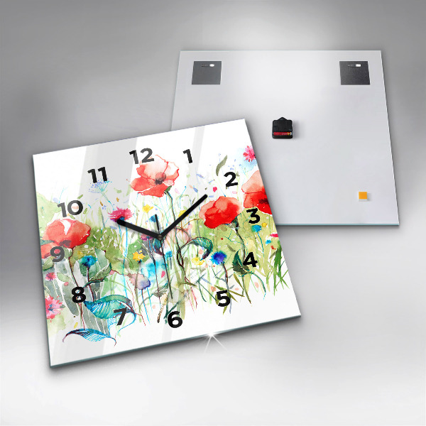 Square wall clock Flowers in the meadow