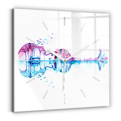 Square wall clock Cello Park Lake