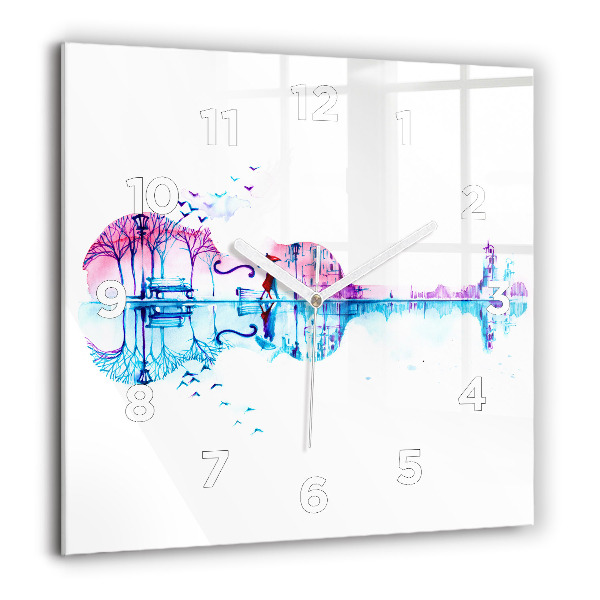 Square wall clock Cello Park Lake