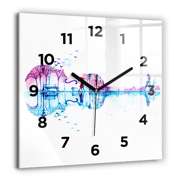 Square wall clock Cello Park Lake