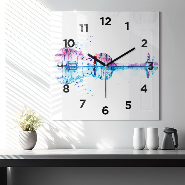 Square wall clock Cello Park Lake