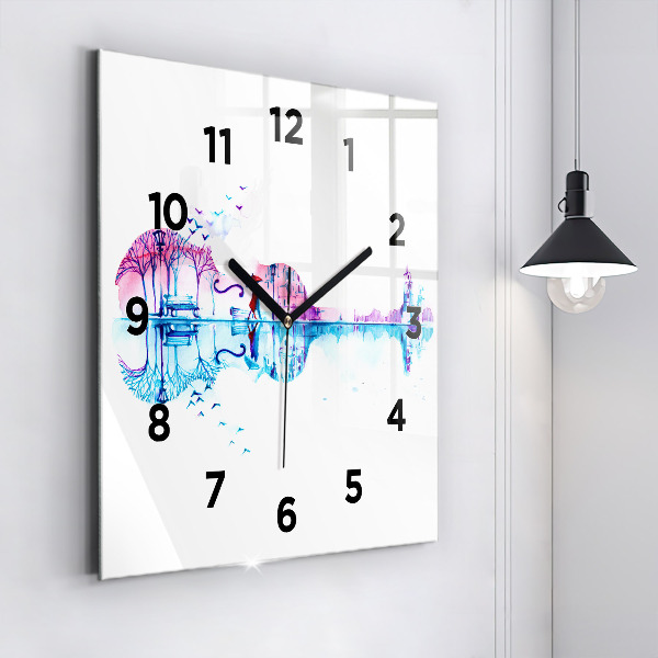 Square wall clock Cello Park Lake