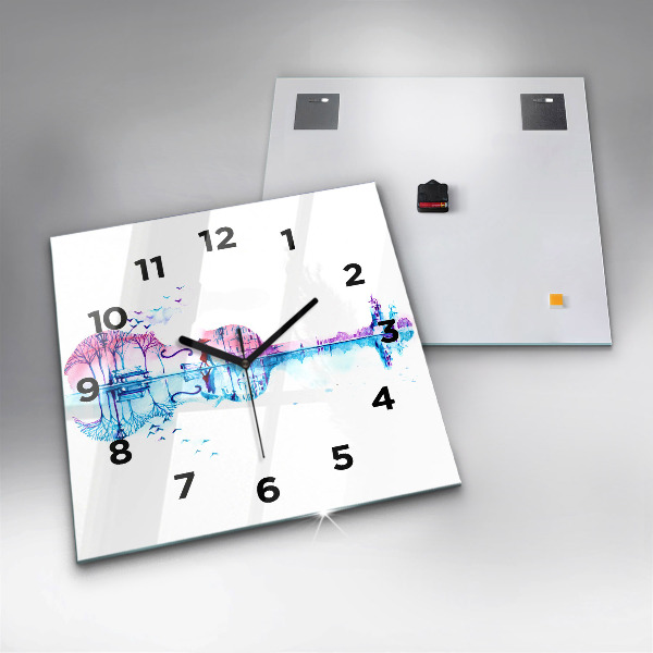 Square wall clock Cello Park Lake