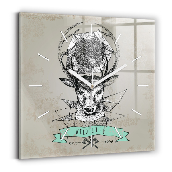 Square wall clock Deer head
