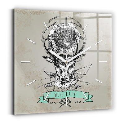 Square wall clock Deer head
