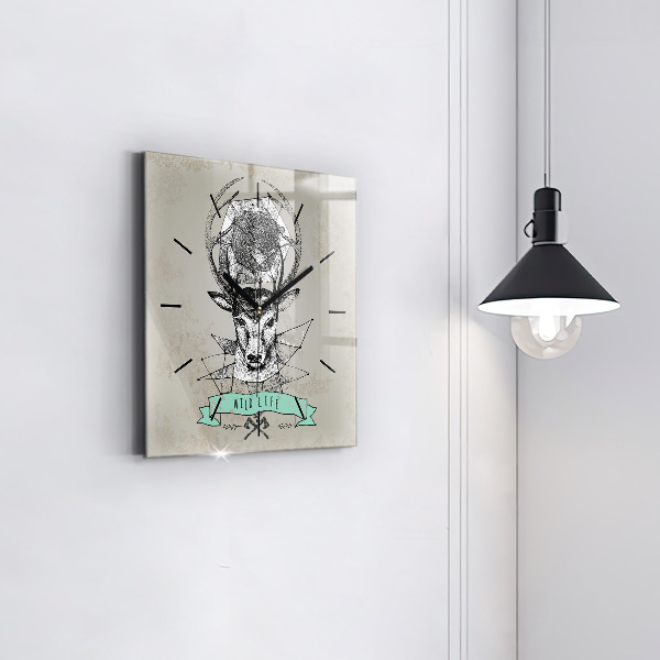 Square wall clock Deer head