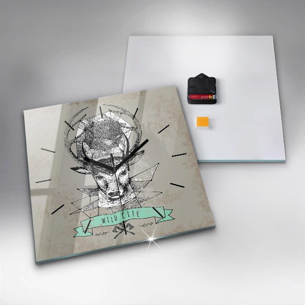 Square wall clock Deer head