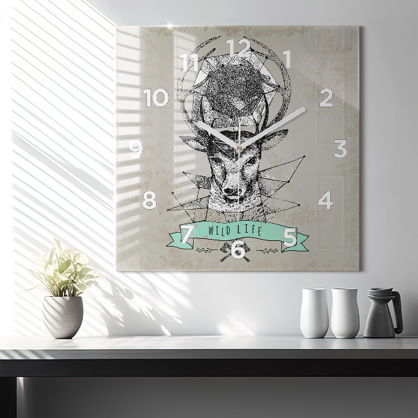Square wall clock Deer head