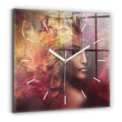 Square wall clock Portrait of a woman