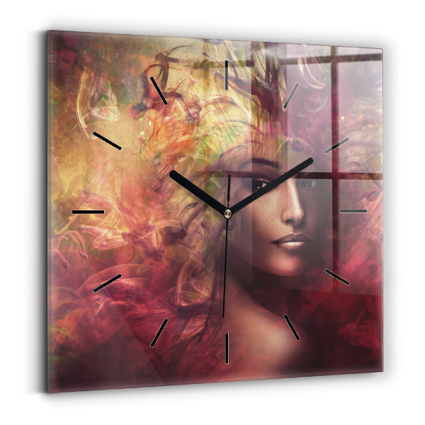 Square wall clock Portrait of a woman