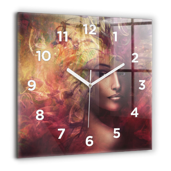 Square wall clock Portrait of a woman