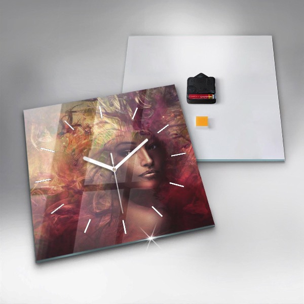 Square wall clock Portrait of a woman