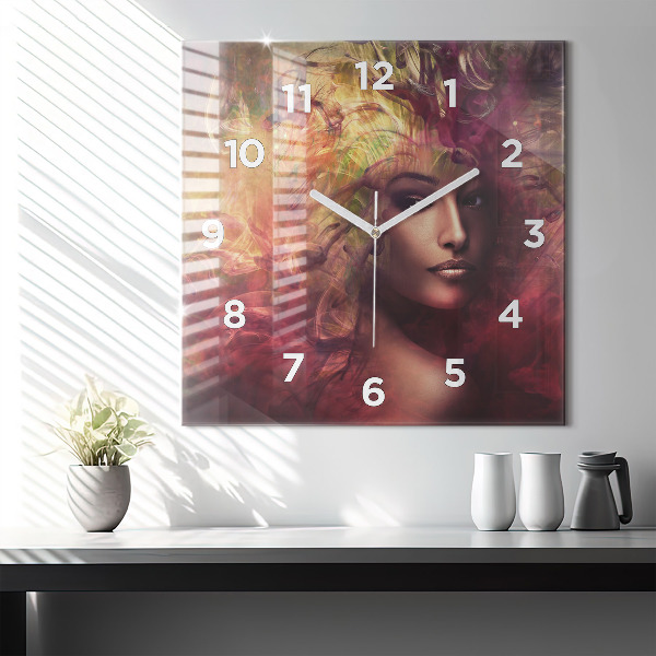Square wall clock Portrait of a woman