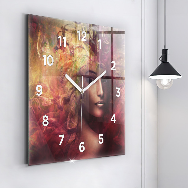 Square wall clock Portrait of a woman
