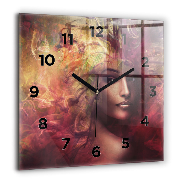 Square wall clock Portrait of a woman