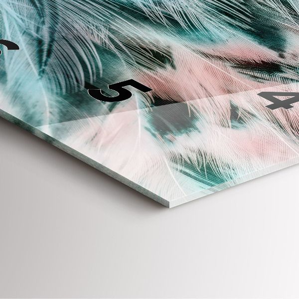 Square wall clock Colorful feathers