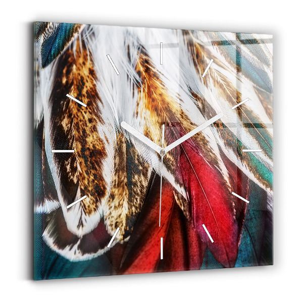 Square wall clock Light brown bird feathers