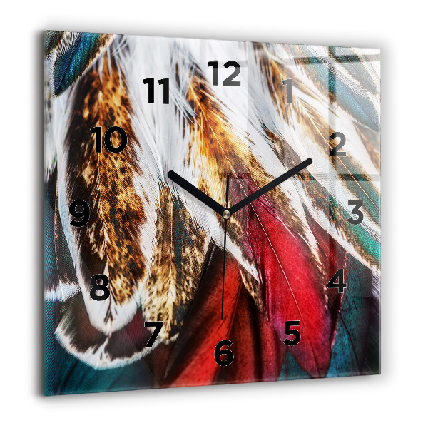 Square wall clock Light brown bird feathers