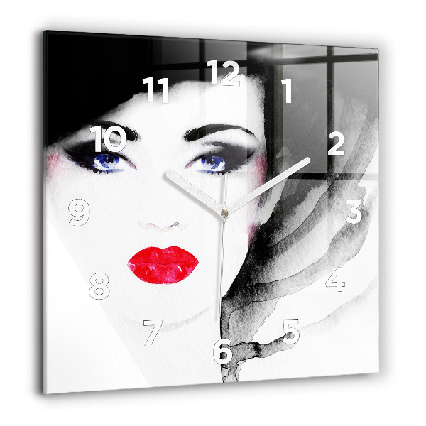 Square wall clock Portrait of a woman
