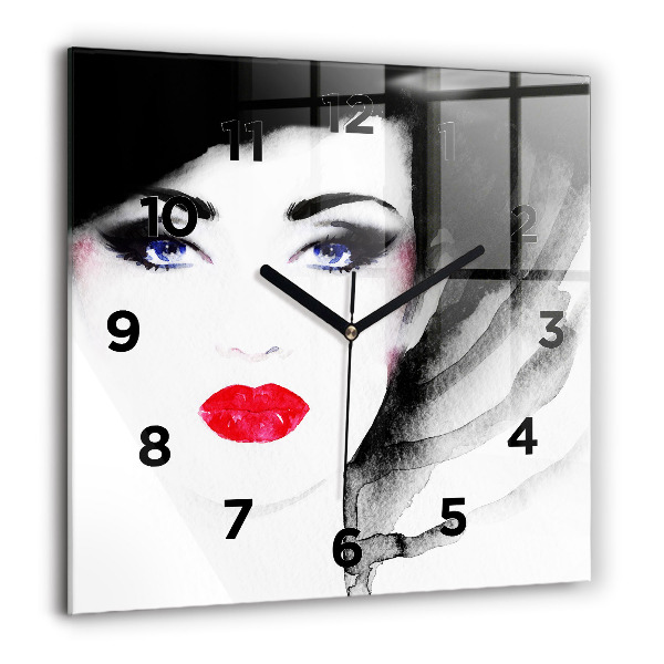 Square wall clock Portrait of a woman