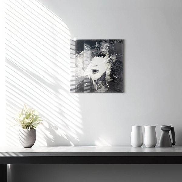 Square wall clock Woman - watercolors