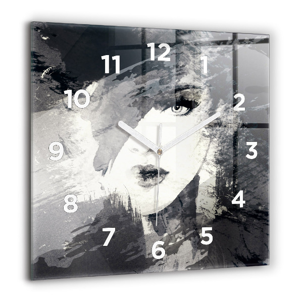 Square wall clock Woman - watercolors