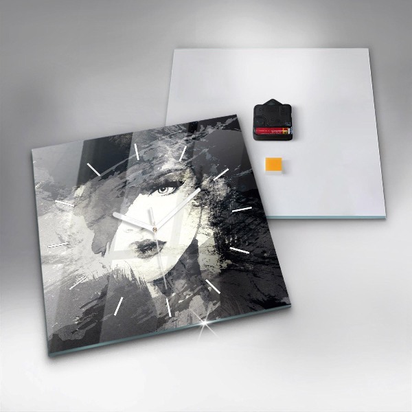 Square wall clock Woman - watercolors