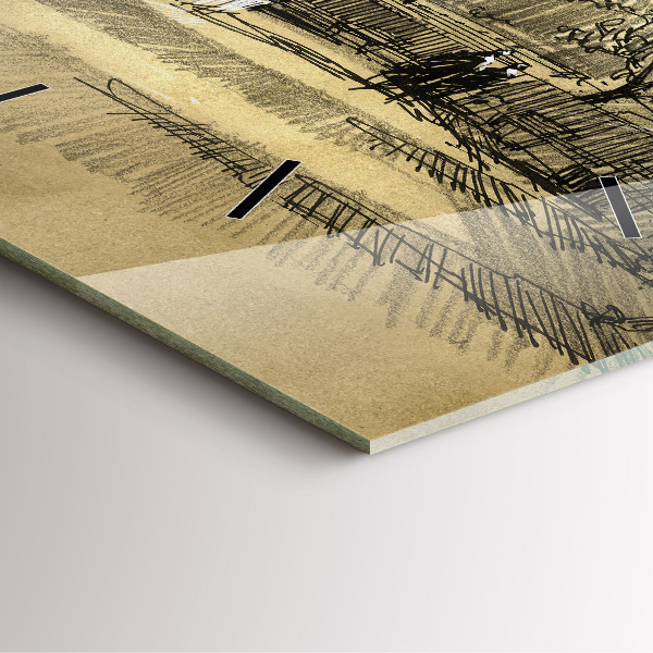 Square wall clock Park and trees in sepia