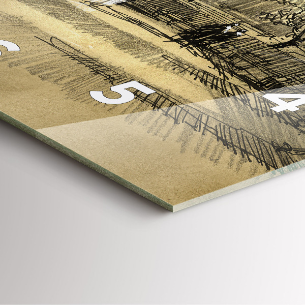 Square wall clock Park and trees in sepia