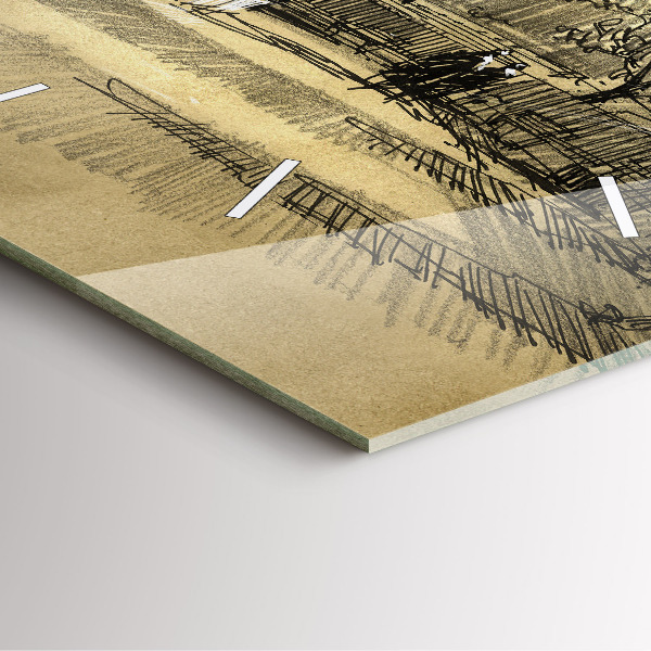 Square wall clock Park and trees in sepia