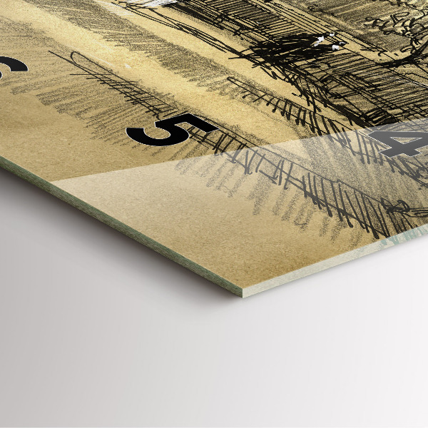 Square wall clock Park and trees in sepia