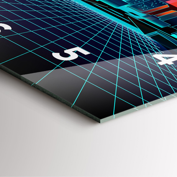 Square wall clock Cyberspace city