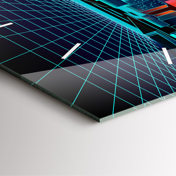 Square wall clock Cyberspace city