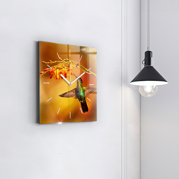 Square wall clock Hummingbird bird