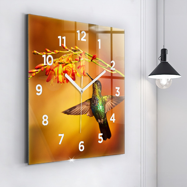 Square wall clock Hummingbird bird