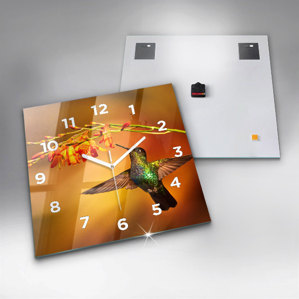 Square wall clock Hummingbird bird