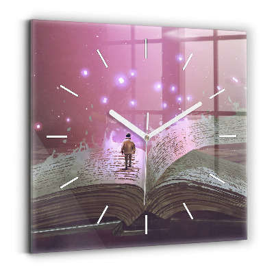 Square wall clock Abstraction book