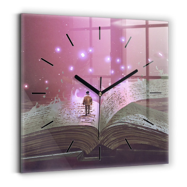Square wall clock Abstraction book