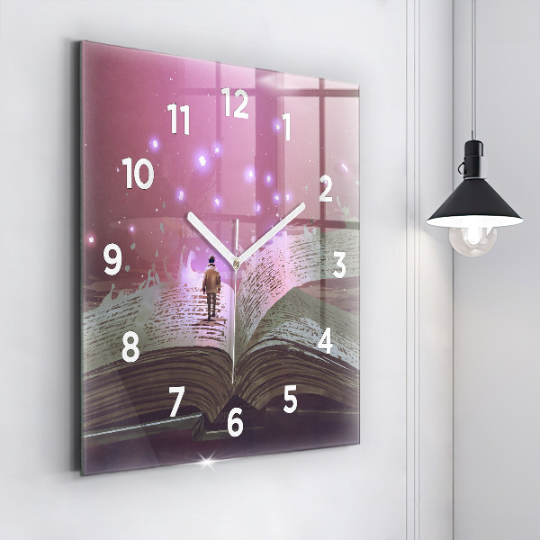 Square wall clock Abstraction book