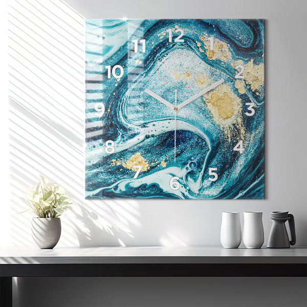 Square wall clock Abstract marble